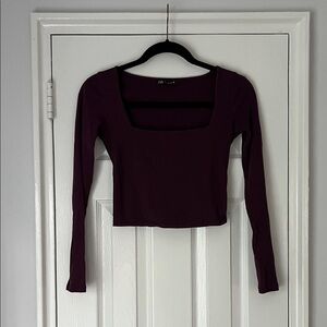 Zara Deep Purple Square Neck Top